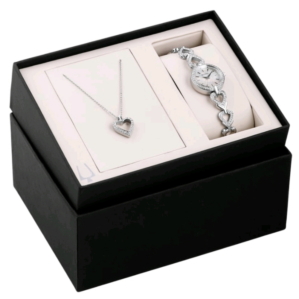 Bulova Women's Box Set with Heart Pendant Necklace